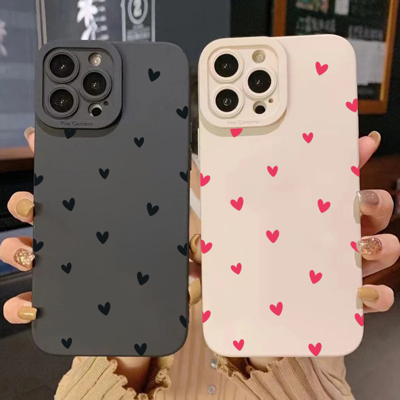 Phone Cases Galaxy S26 Ultra - ブラックラブハートプロテクター付きスマホケース、Samsung Galaxy S26 S25 S24 Ultra