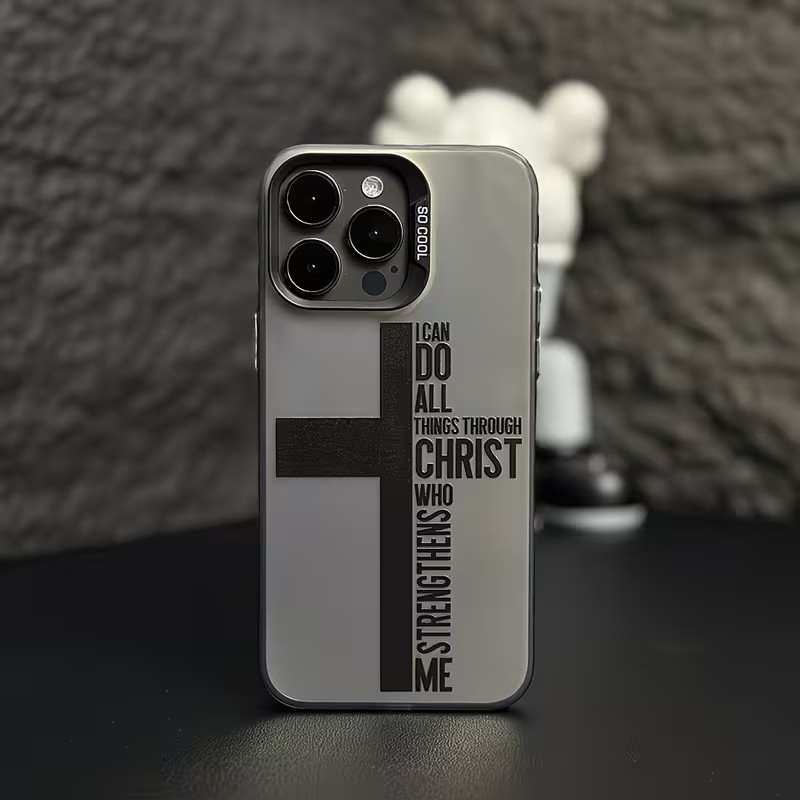 Phone Cases For Iphone 15 - 指紋防止クロス聖書柄iPhoneケース iPhone 17 16 15 14
