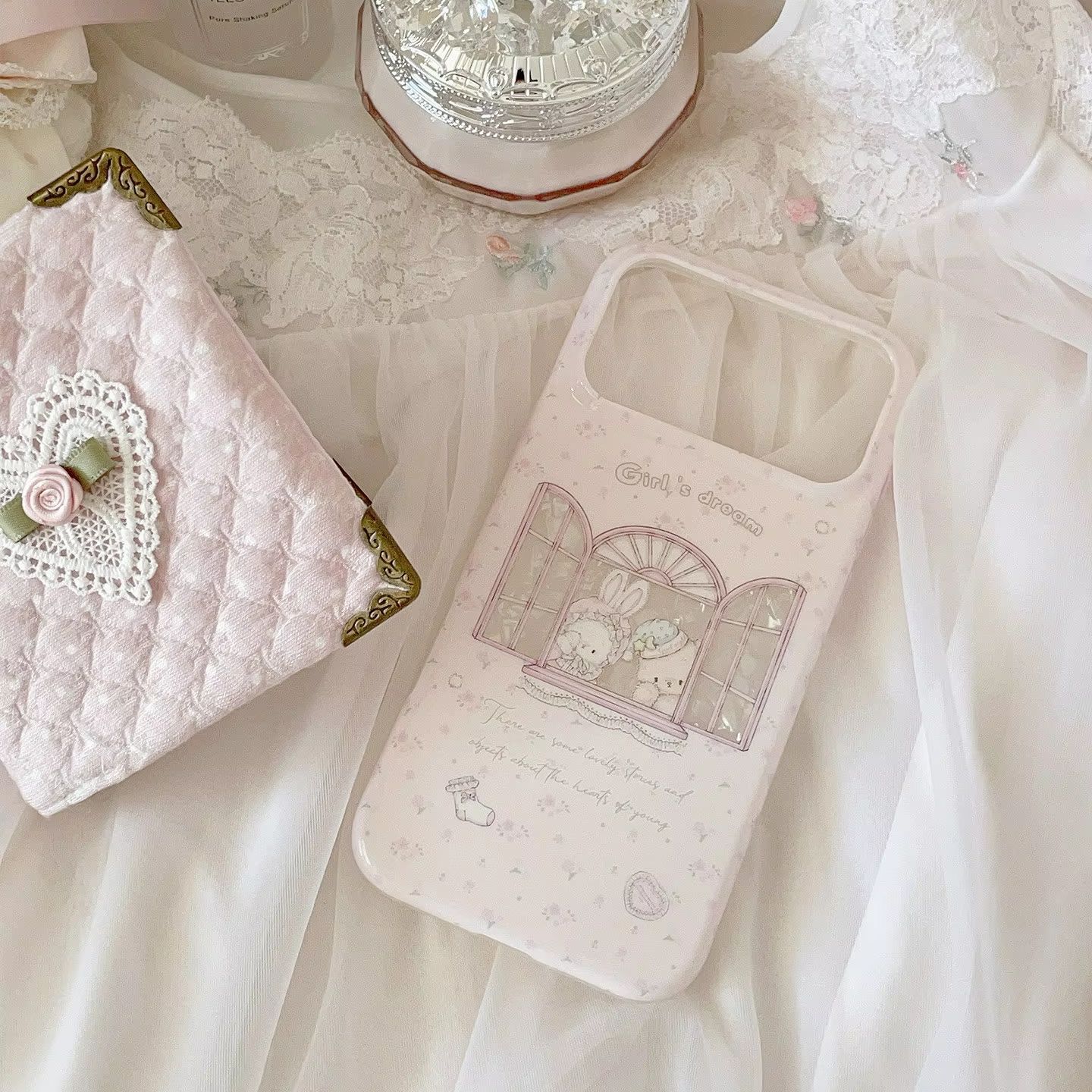 Phone Cases Kawaii - 可愛いウサギと花柄のピンクY2Kガールズドリームフォンケース iPhone 17 16 15 14