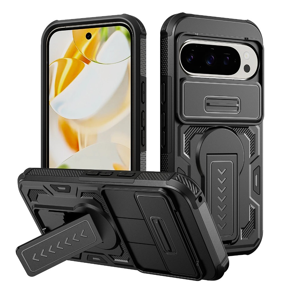 Phone Cases Quality - 耐衝撃性、頑丈、滑り止め加工のPC製スマホケース、高品質折りたたみスタンド付き、Google Pixel 10 ProXL、10Pro、9 Pro用、落下保護カバー