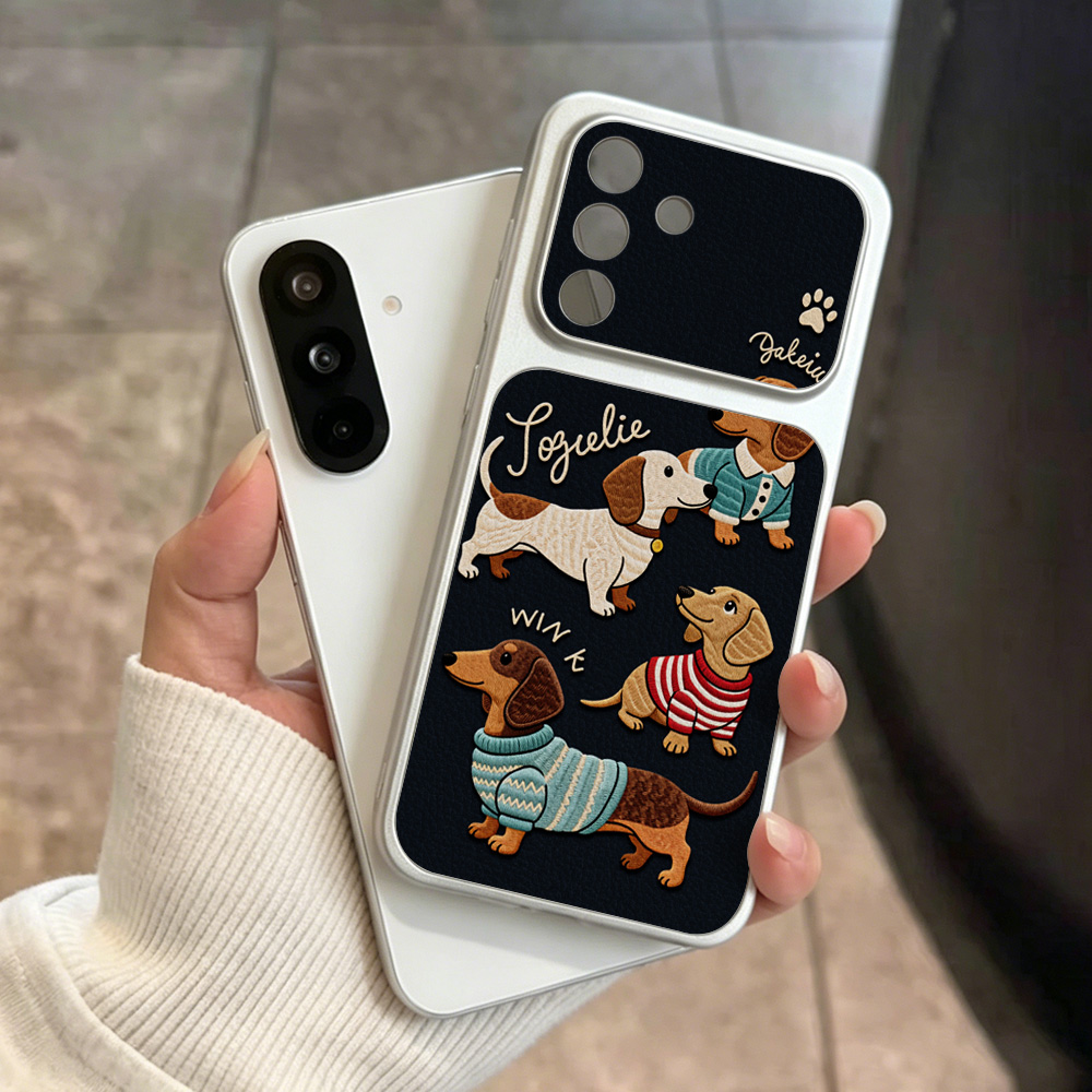 Phone Cases That Cover The Camera - 漫画の子犬柄レザー携帯電話ケース Samsung A57 A56 5G A37