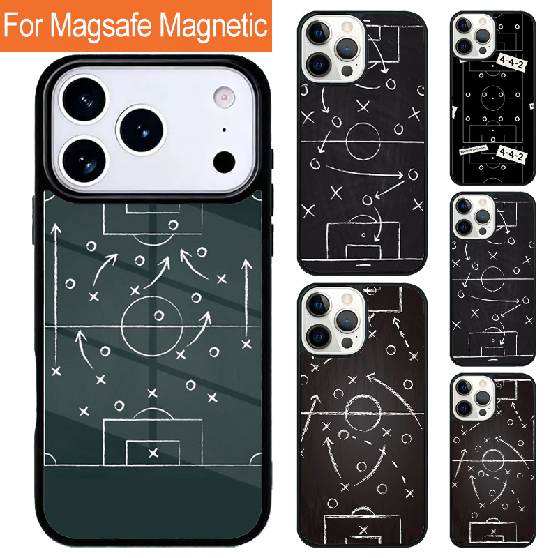 Military Grade Case - サッカー戦術タイム磁気電話ケース iPhone 17 Pro 16 15