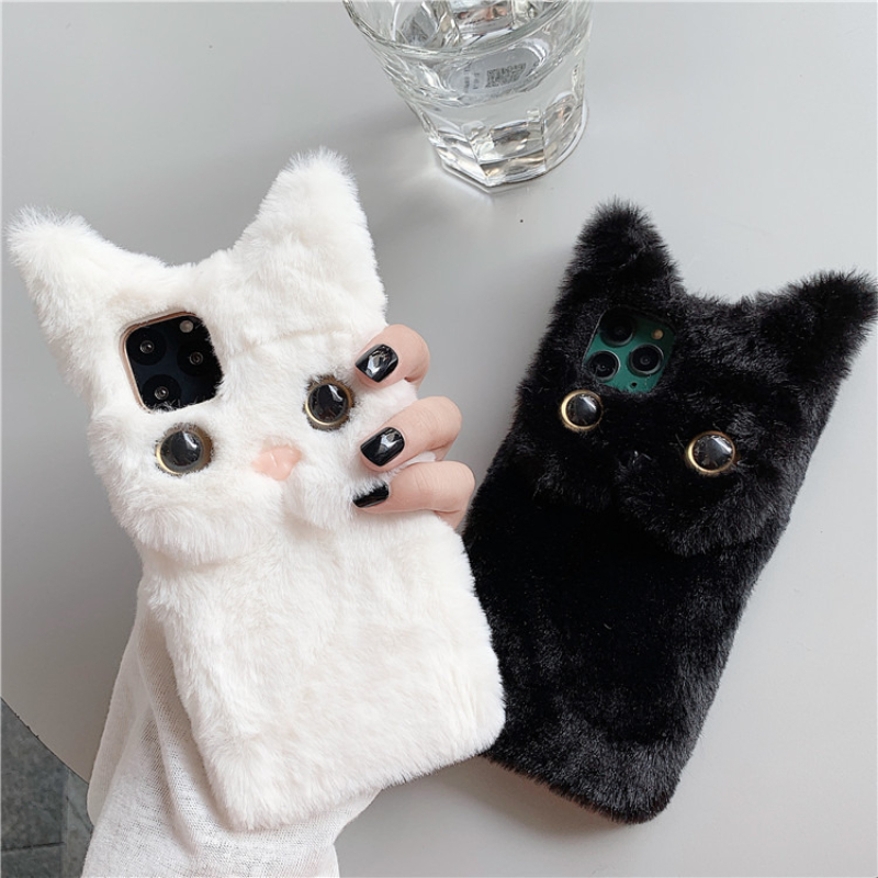 3Dキュートな漫画猫の毛皮のようなぬいぐるみ風スマホケース  - Phone Cases For Iphone 15 のレビューと価格