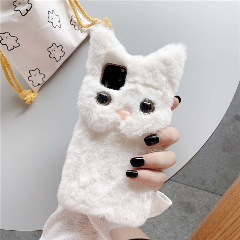 3Dキュートな漫画猫の毛皮のようなぬいぐるみ風スマホケース  - Phone Cases For Iphone 15 のレビューと価格