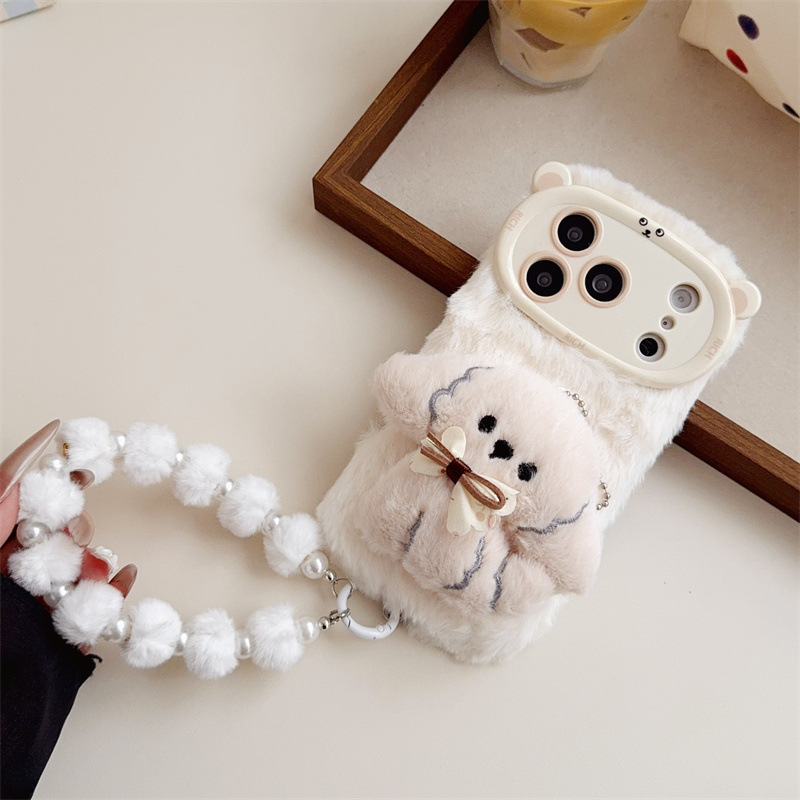 3D漫画風リボン付き子犬のふわふわぬいぐるみスマホケース i - Phone Cases For Iphone 15 のレビューと価格