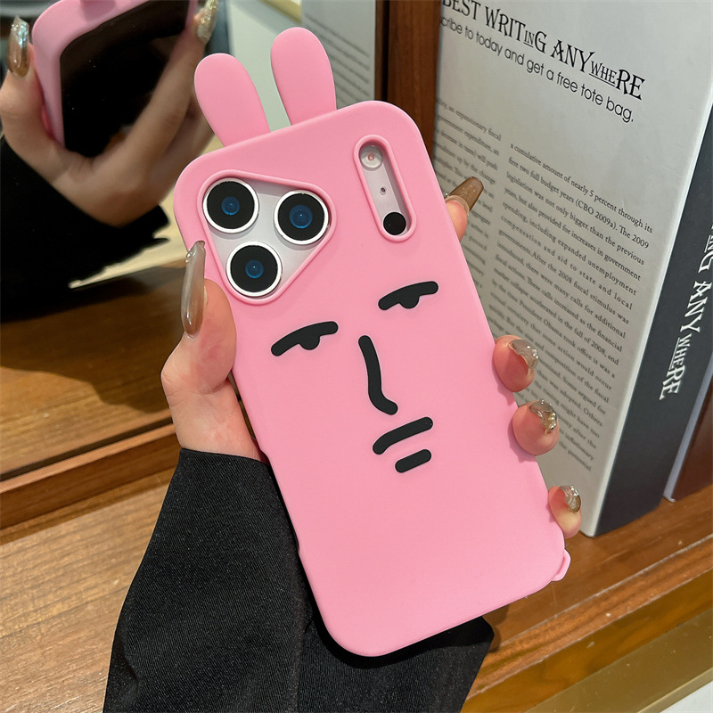 かわいい3D面白い漫画ピンクの絵文字ウサギのスマホケース i - Phone Cases Kawaii のレビューと価格