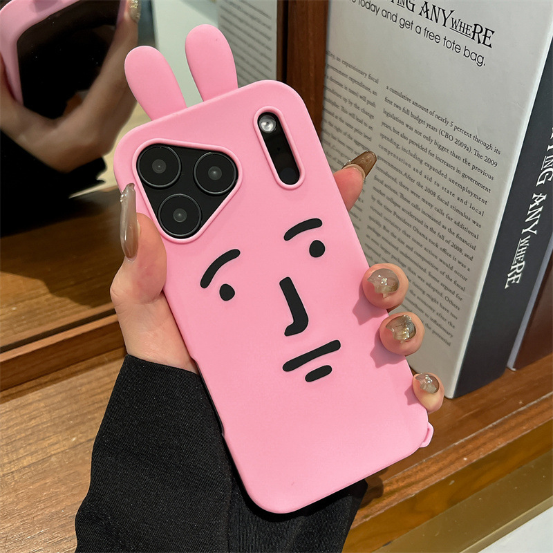 かわいい3D面白い漫画ピンクの絵文字ウサギのスマホケース i - Phone Cases Kawaii のレビューと価格