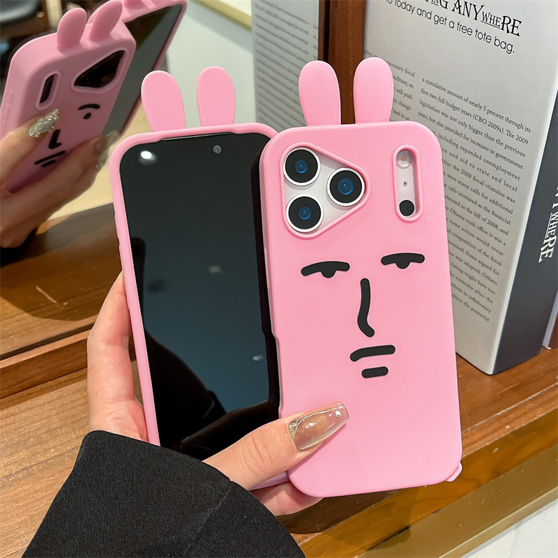 かわいい3D面白い漫画ピンクの絵文字ウサギのスマホケース i - Phone Cases Kawaii のレビューと価格