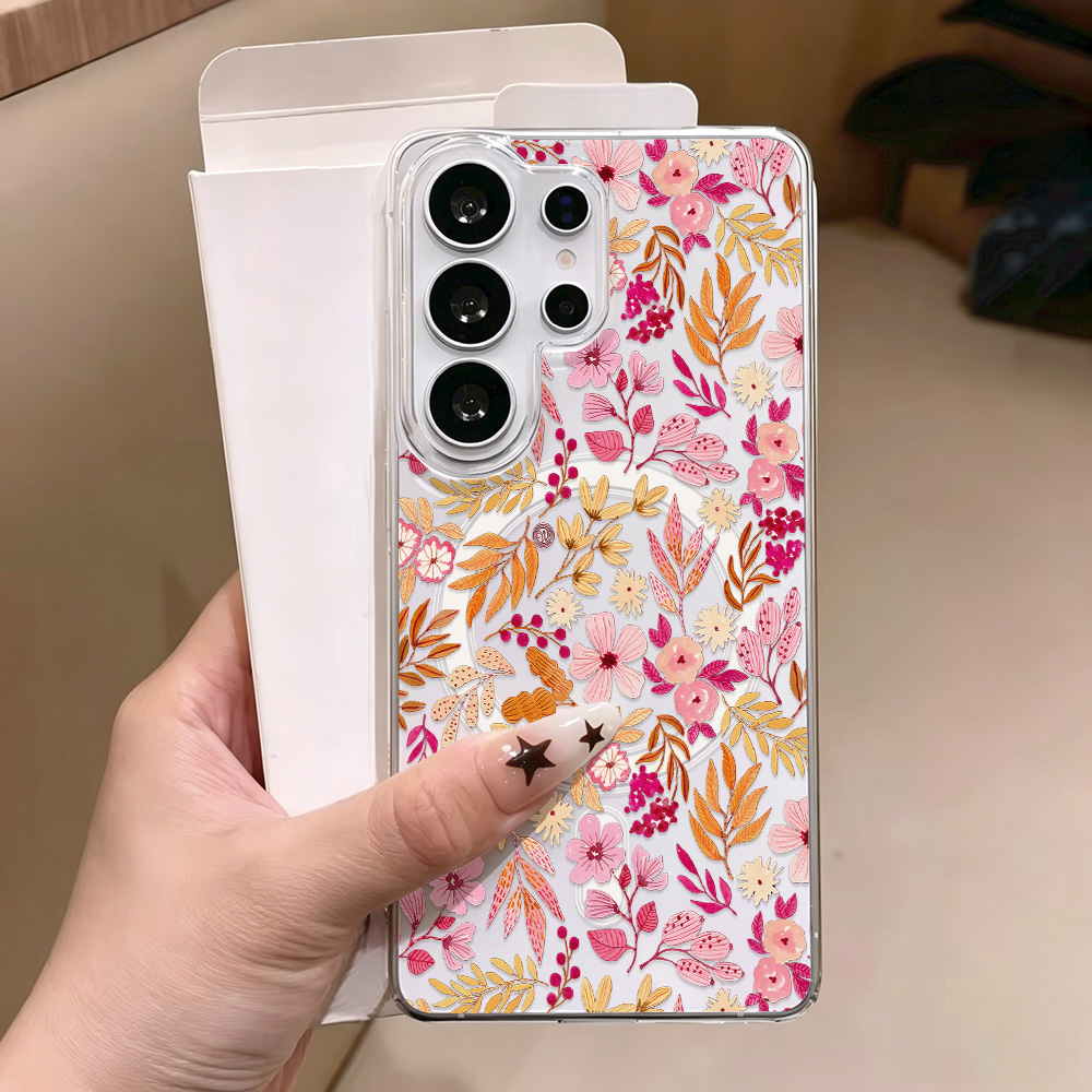 青い花柄のマグネット式スマホケース Samsung A57  - Phone Cases Quality のレビューと価格