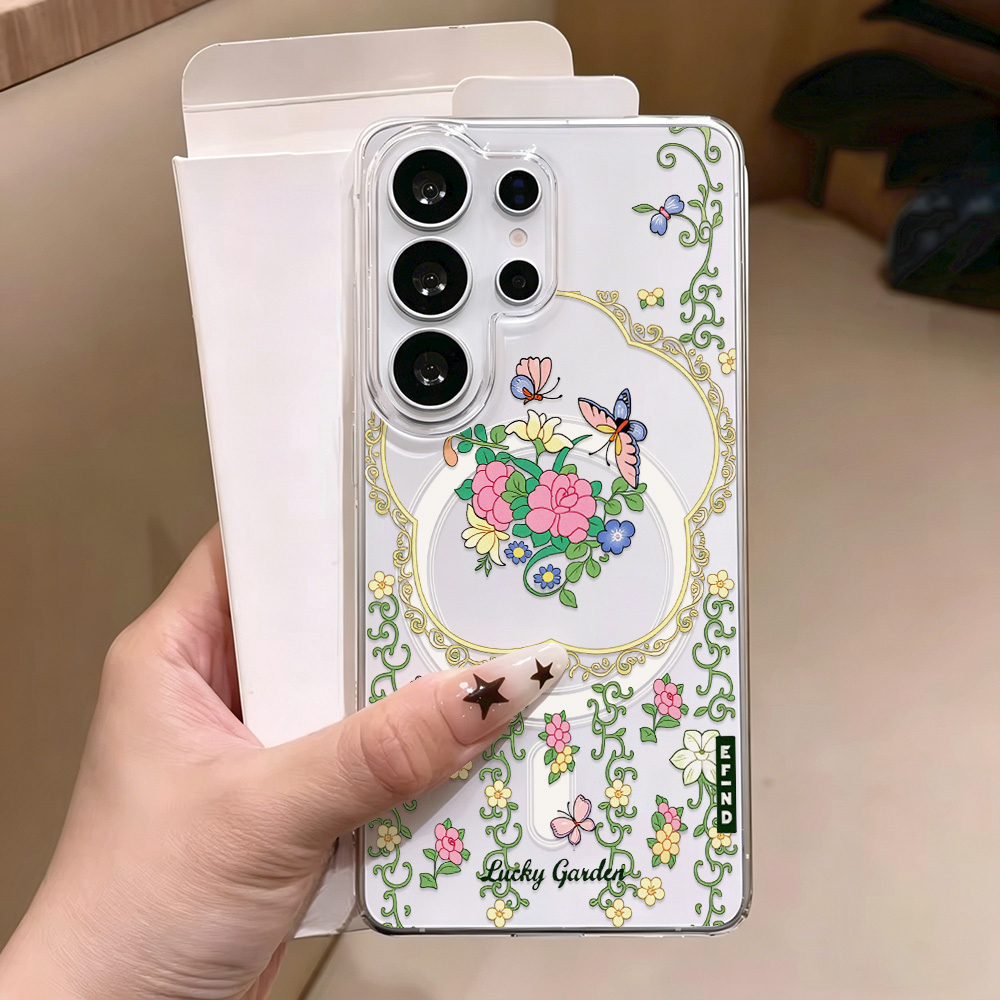 青い花柄のマグネット式スマホケース Samsung A57  - Phone Cases Quality のレビューと価格