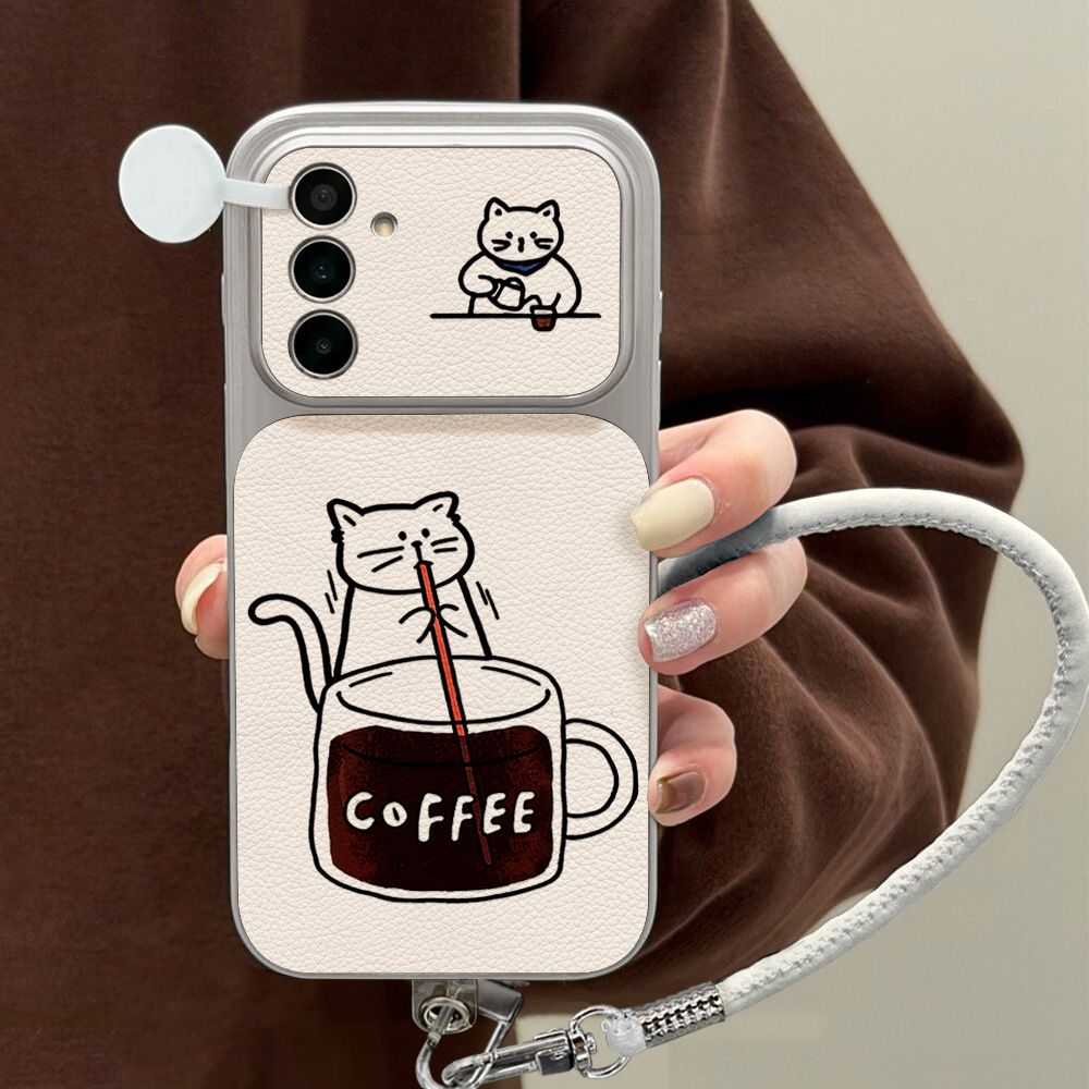 コーヒーと可愛い猫柄のスマホケース Samsung S26  - Phone Cases A14 Samsung のレビューと価格