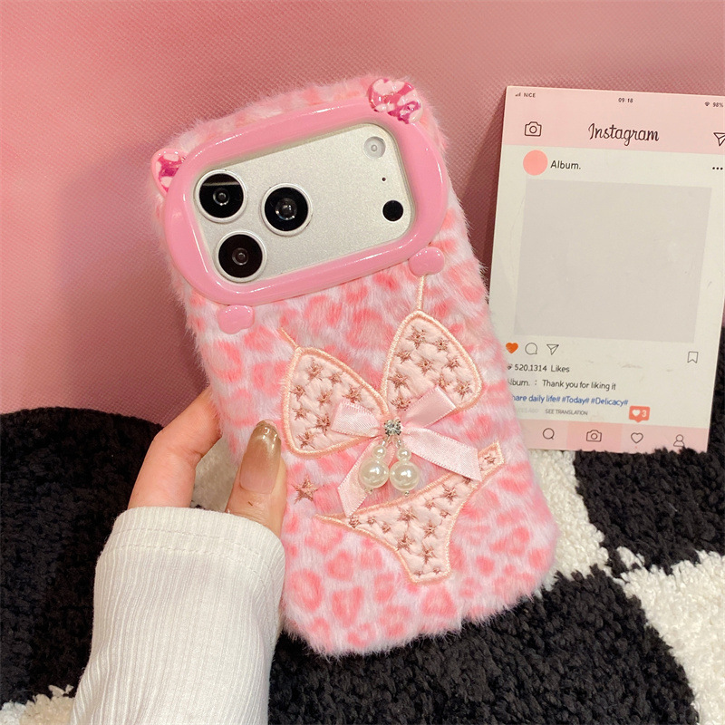 高級感のあるレオパード柄ビキニプリントのぬいぐるみ風スマホケ - Phone Cases For Iphone 15 のレビューと価格