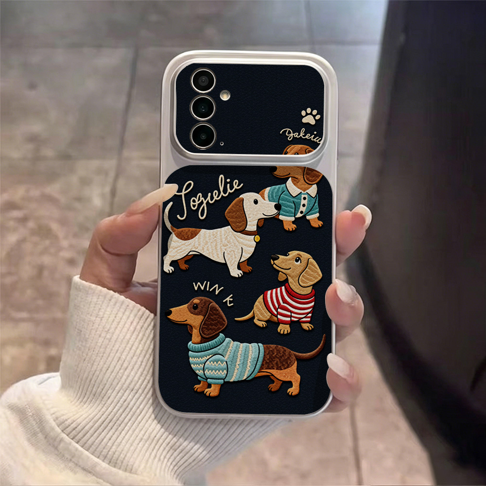 漫画の子犬柄レザー携帯電話ケース Samsung A57 A - Phone Cases That Cover The Camera のレビューと価格