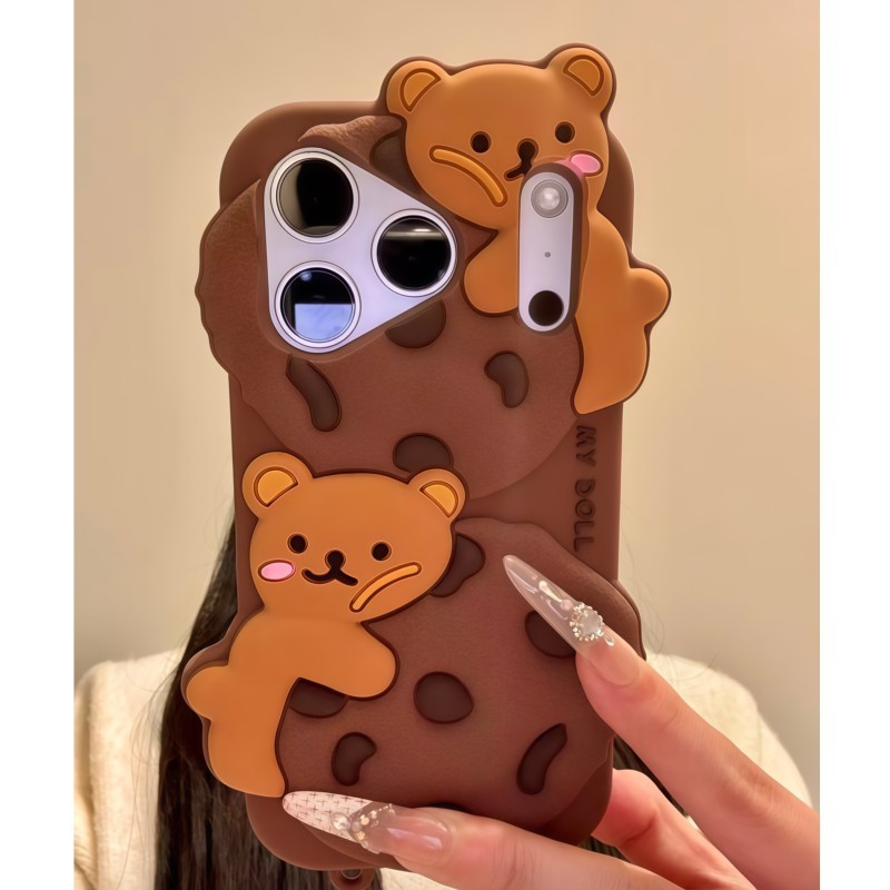 3D漫画風可愛いビスケットベアのiPhoneケース iPho - Phone Cases Kawaii のレビューと価格