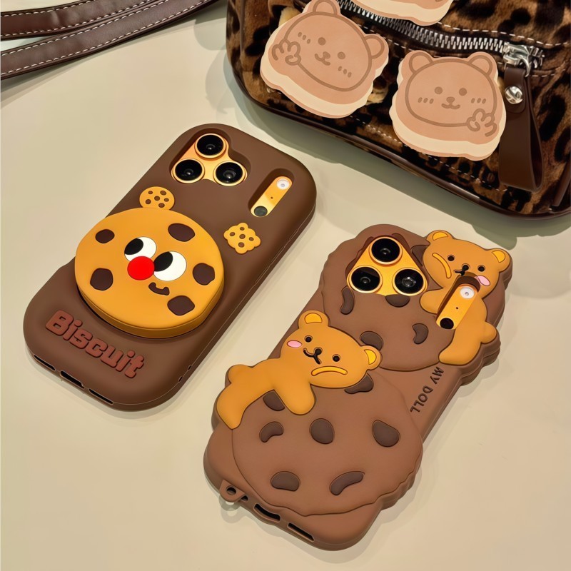 3D漫画風可愛いビスケットベアのiPhoneケース iPho - Phone Cases Kawaii のレビューと価格