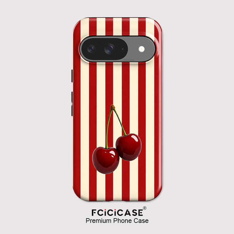 Fcicicase チェリーストライプパターン電話ケース G - Google Pixel 9 のレビューと価格