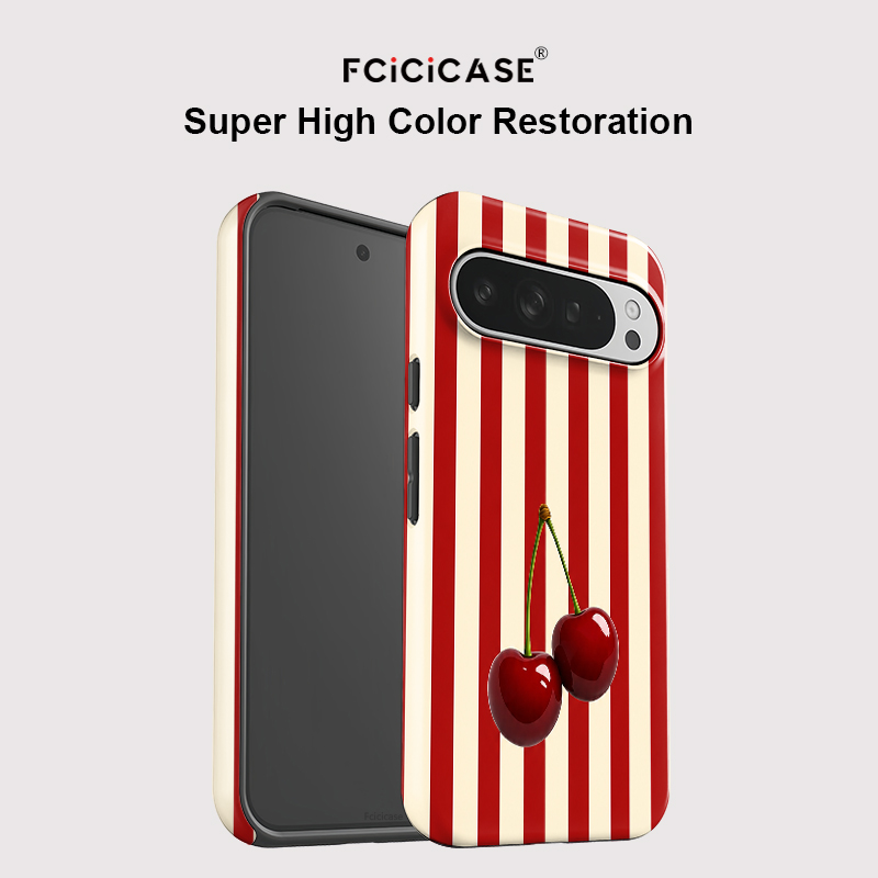 Fcicicase チェリーストライプパターン電話ケース G - Google Pixel 9 のレビューと価格
