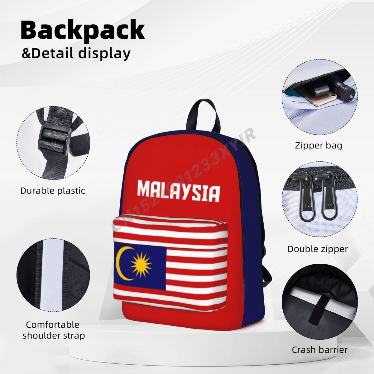 マレーシア国旗のユニセックスバックパック,スペインステッチの - Phone Cases Malaysia のレビューと価格