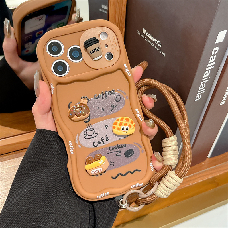 3D漫画パン型リストストラップ付きウェーブ型スマホケース i - Phone Cases That Cover The Camera のレビューと価格