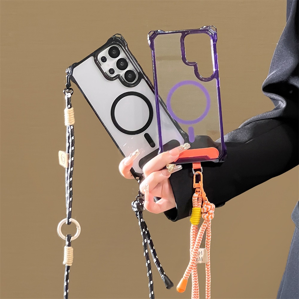 透明なクロスボディストラップ付きマグネット式スマホケース S - Phone Cases Quality のレビューと価格