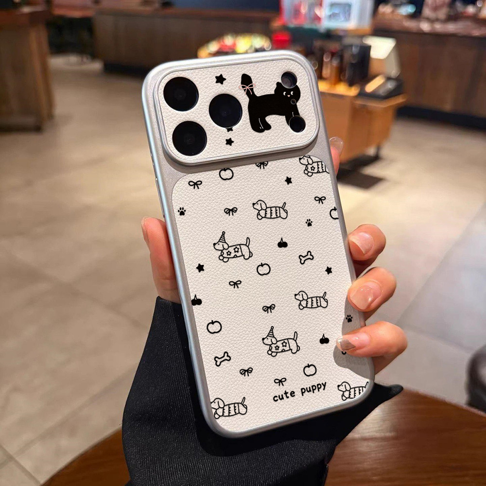 可愛い子犬柄レザー製iPhoneケース iPhone 17  - Phone Cases That Cover The Camera のレビューと価格