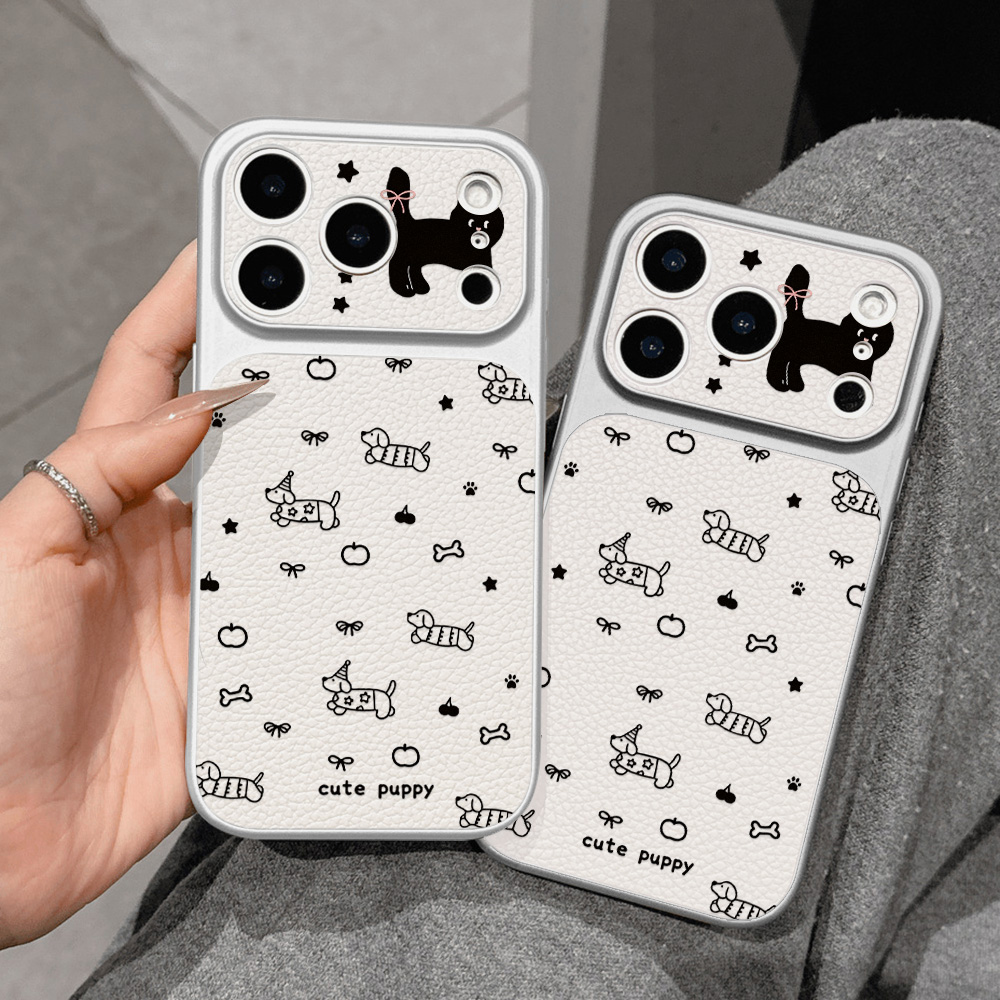 可愛い子犬柄レザー製iPhoneケース iPhone 17  - Phone Cases That Cover The Camera のレビューと価格
